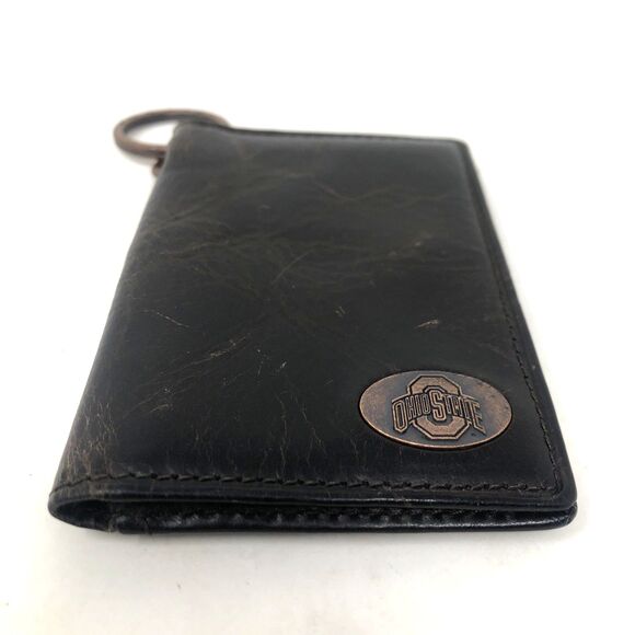Fossil Ohio State Leather Wallet Keychain Credit Card ID Brown Folding Flip - Picture 11 of 12